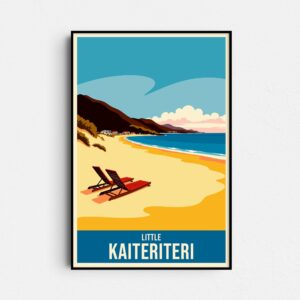 Little Kaiteriteri New Zealand Travel Poster - Abel Tasman, Motueka, Riwaka - Retro Beach Art - Digital Download