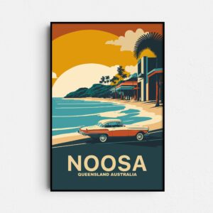 Noosa Australia Retro Travel Poster - Queensland Beach Surf Vintage Art - National Park Digital Download