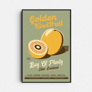 Golden Kiwifruit New Zealand Retro Travel Poster - Vintage NZ Advertisement, Farming NZ Digital Download