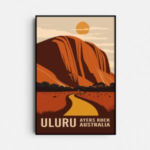Uluru Ayers Rock Retro Travel Poster - Uluru-Kata Tjuta Australia National Park - Northern Territory - Digital Download
